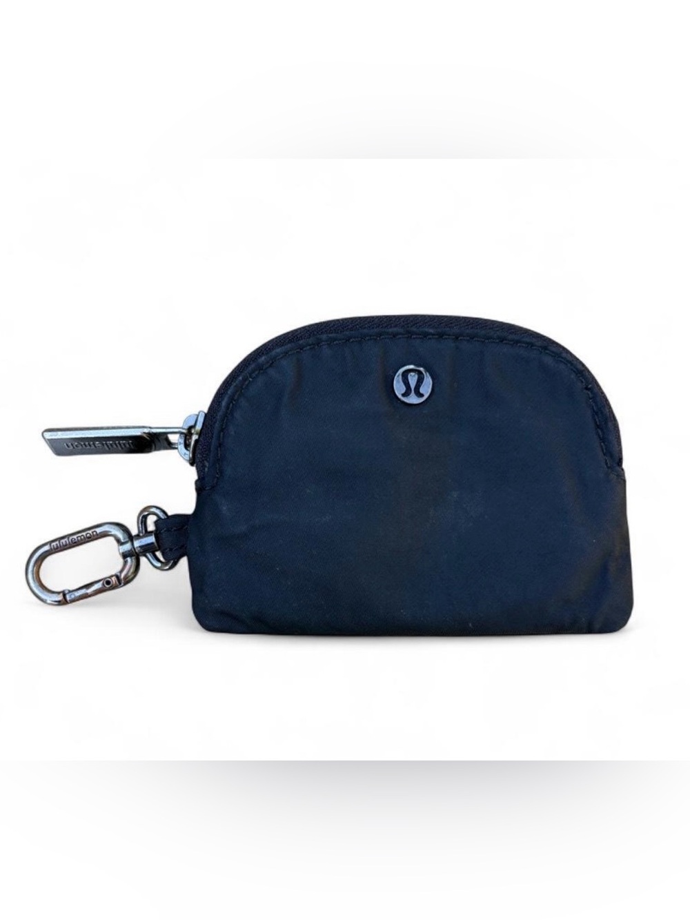 Black Lululemon mini coin purse with small carabiner